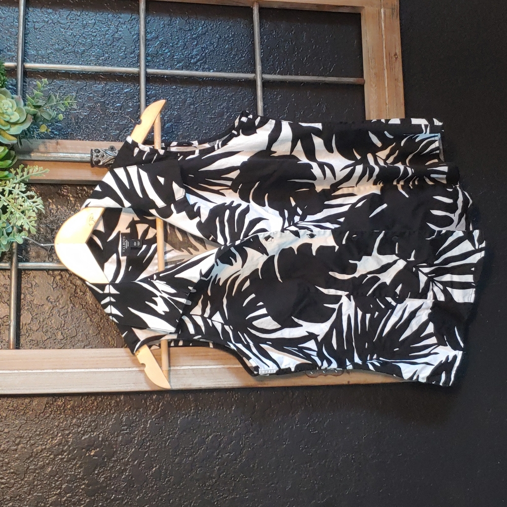 Talbots Palm print blouse 10P